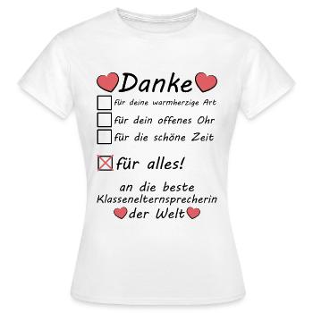 Klassenelternsprecherin Dankeschön Danke Sagen - Frauen T-Shirt - Weiß - Vorne - AI Model Female 172 dark (172cm)