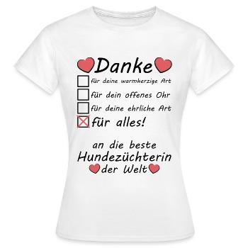Danke Dankeschön an Hundezüchterin - Frauen T-Shirt - Weiß - Vorne - AI Model Female 172 dark (172cm)