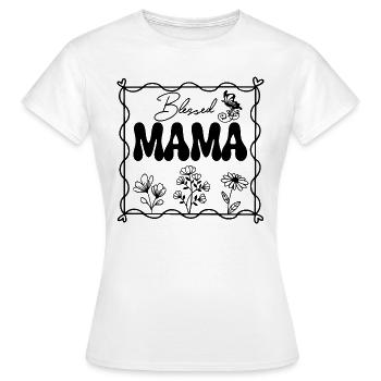 MAMA avec des fleurs sauvages dans un carré - T-shirt Femme - blanc - Devant - AI Model Female 172 dark (172cm)