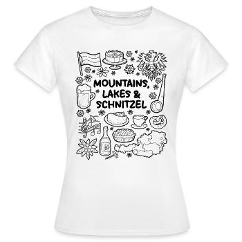 Montagnes, lacs et escalopes - T-shirt Femme - blanc - Devant - AI Model Female 172 dark (172cm)