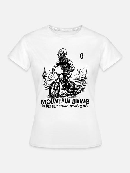 Eindringling Außerirdischer: Mountainbike Invasion - Frauen T-Shirt - Weiß