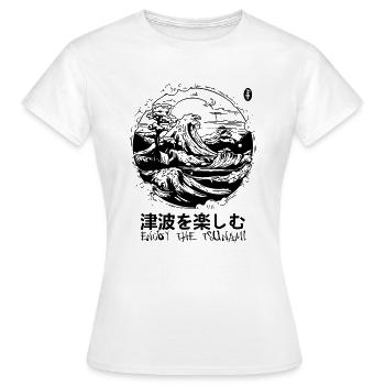 Profitez du tsunami devant la vague de Kanagawa - T-shirt Femme - blanc - Devant - AI Model Female 172 dark (172cm)