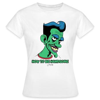 Comment bien paraître : homme de dessin animé attrayant - T-shirt Femme - blanc - Devant - AI Model Female 172 dark (172cm)