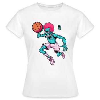 Dessin animé d’un joueur de basket-ball zombie drôle - T-shirt Femme - blanc - Devant - AI Model Female 172 dark (172cm)