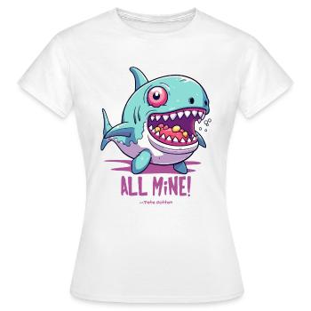 Ich esse alle Süßigkeiten, der "Alles-meins"-Hai - Frauen T-Shirt - Weiß - Vorne - AI Model Female 172 dark (172cm)