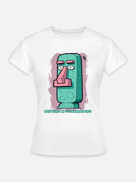 moderne, fortschrittliche Moai Statue Osterinsel - Frauen T-Shirt - Weiß