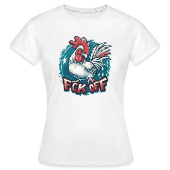 FCK OFF Hahn Huhn - Frauen T-Shirt - Weiß - Vorne - AI Model Female 172 dark (172cm)