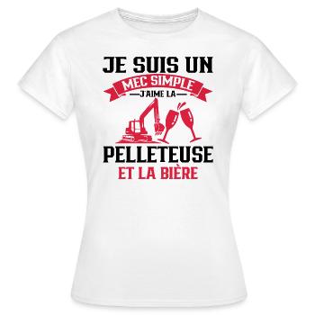 Un Mec Simple J'aime La Pelleteuse Et La Bière - T-shirt Femme - blanc - Devant - AI Model Female 172 dark (172cm)