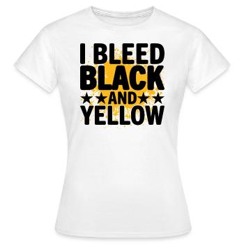 I Bleed Black And Yellow Je Saigne Noir Et Jaune - T-shirt Femme - blanc - Devant - AI Model Female 172 dark (172cm)