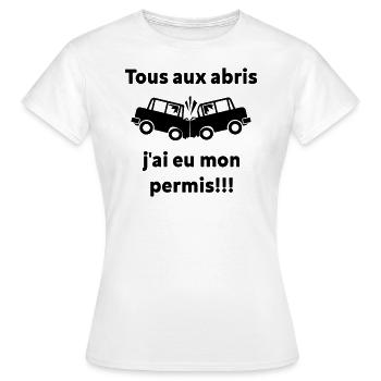 J'ai Eu Mon Permis ! - T-shirt Femme - blanc - Devant - AI Model Female 172 dark (172cm)