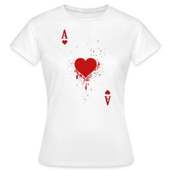 Card Game Costume Ladies Carnival Heart Ace - Women's T-Shirt - white - Front - AI Model Female 172 dark (172cm)