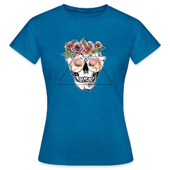laughing skull - Women's T-Shirt - antique blue sapphire heather - Front - AI Model Female 172 dark (172cm)