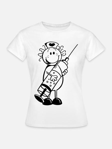 Krankenschwester Strichmännchen - Geschenk - Frauen T-Shirt - Weiß