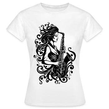 Saxophonspielerin - Frauen T-Shirt - Weiß - Vorne - AI Model Female 172 dark (172cm)