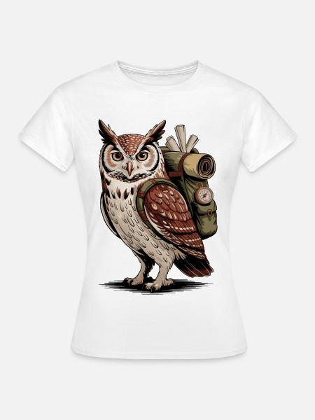 Eulenabenteuer mit Rucksack - Frauen T-Shirt - Weiß