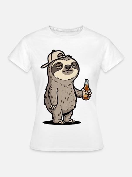 Faultier Bier Cool - Frauen T-Shirt - Weiß