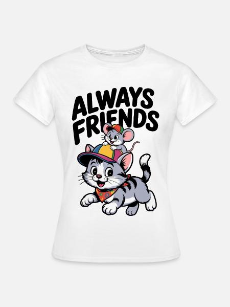 Maus und Katze - Frauen T-Shirt - Weiß