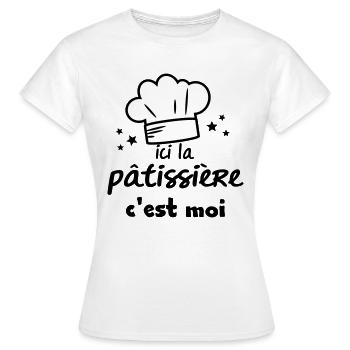 la pâtissière sans moustache - T-shirt Femme - blanc - Devant - AI Model Female 172 dark (172cm)