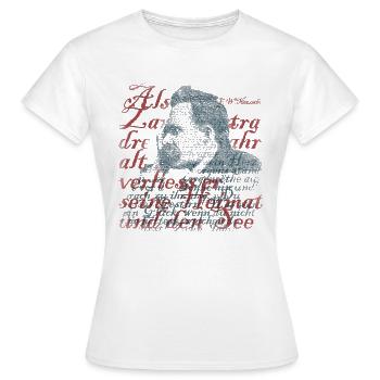 F.W. Nietzsche Typografie - Frauen T-Shirt - Weiß - Vorne - AI Model Female 172 dark (172cm)