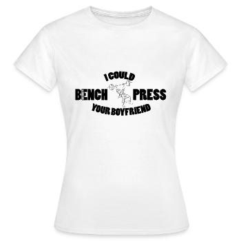 Bench Press - Women's T-Shirt - white - Front - AI Model Female 172 dark (172cm)