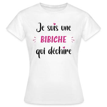 Je suis une bibiche qui déchire - T-shirt Femme - blanc - Devant - AI Model Female 172 dark (172cm)