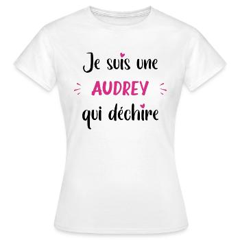 Je suis une audrey qui déchire - T-shirt Femme - blanc - Devant - AI Model Female 172 dark (172cm)