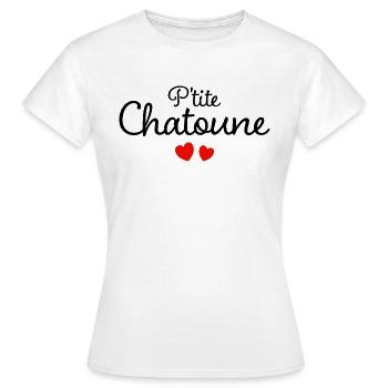 Femme Chatoune Humour Mot Affectueux Couple - T-shirt Femme - blanc - Devant - AI Model Female 172 dark (172cm)