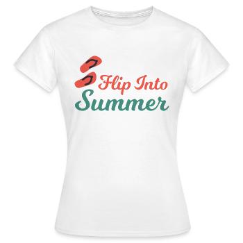 "Flip Into Summer" mit Flip Flops - Frauen T-Shirt - Weiß - Vorne - AI Model Female 172 dark (172cm)