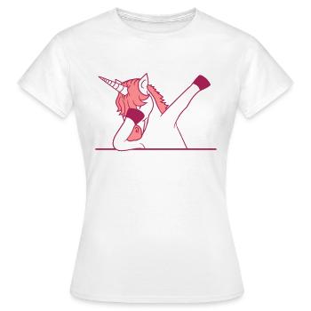 zone de texte écriture bouclier mur tamponnant licorne d - T-shirt Femme - blanc - Devant - AI Model Female 172 dark (172cm)
