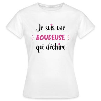 Je suis une boudeuse qui déchire - T-shirt Femme - blanc - Devant - AI Model Female 172 dark (172cm)