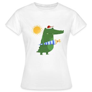 Ecolier Crocodile | Idée de cadeau de début d'école - T-shirt Femme - blanc - Devant - AI Model Female 172 dark (172cm)
