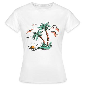 Palmen Strand Sonne Sommer - Frauen T-Shirt - Weiß - Vorne - AI Model Female 172 dark (172cm)