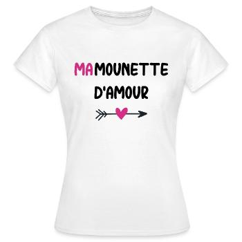Mamounette d'amour - T-shirt Femme - blanc - Devant - AI Model Female 172 dark (172cm)