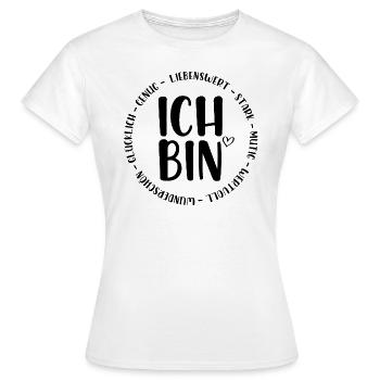 Ich bin Liebenswert Stark Glücklich - Frauen T-Shirt - Weiß - Vorne - AI Model Female 172 dark (172cm)