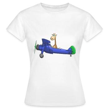 Enfants girafe dessin animé avion - T-shirt Femme - blanc - Devant - AI Model Female 172 dark (172cm)