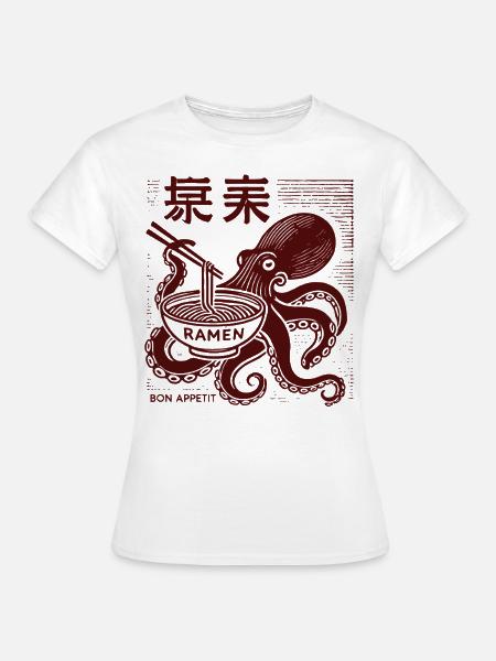 Ukiyo-E Ramen Nudeln Oktopus Retro Japan Stil - Frauen T-Shirt - Weiß