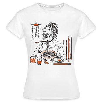 Ramen und Zeichnen Japanisches Streetwear Ästhetik - Frauen T-Shirt - Weiß - Vorne - AI Model Female 172 dark (172cm)
