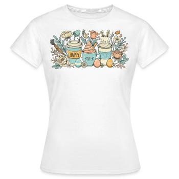 Tasse à café lapin de Pâques Latte Macchiato Pâques - T-shirt Femme - blanc - Devant - AI Model Female 172 dark (172cm)