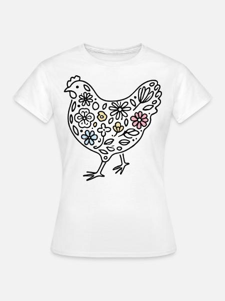 Ostern Huhn Mit Blumen Vintage Hühner Design - Frauen T-Shirt - Weiß