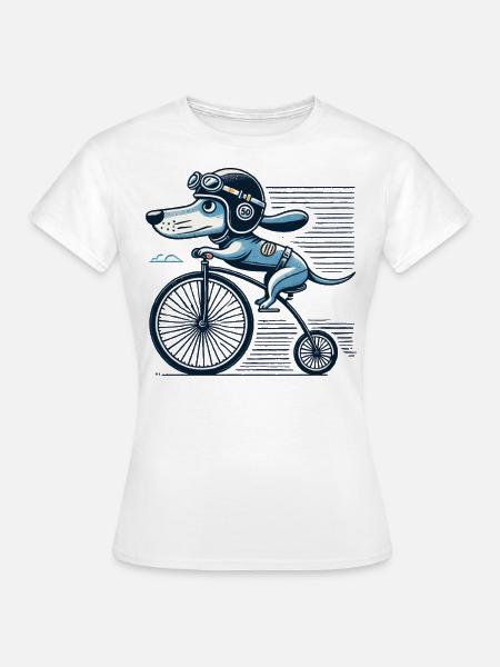 Witziges Hund Fahrrad Design für Radliebhaber - Frauen T-Shirt - Weiß