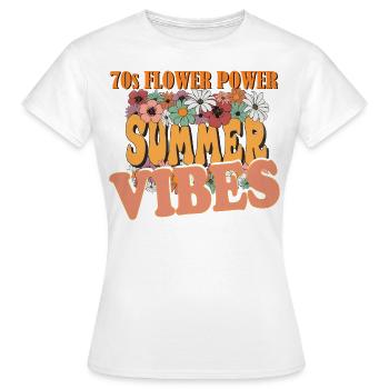70s Flower Power Summer Vibes 70er Sommer - Frauen T-Shirt - Weiß - Vorne - AI Model Female 172 dark (172cm)