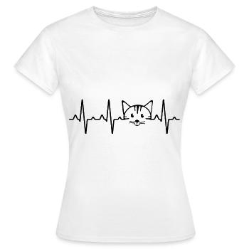 Katze Herzschlag Katzen Mädchen Frau Geschenk - Frauen T-Shirt - Weiß - Vorne - AI Model Female 172 dark (172cm)