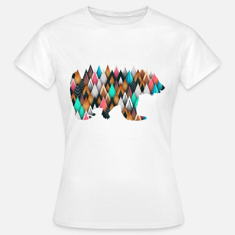 Bear Wilderness Geometric Triangles - Women's T-Shirt - white