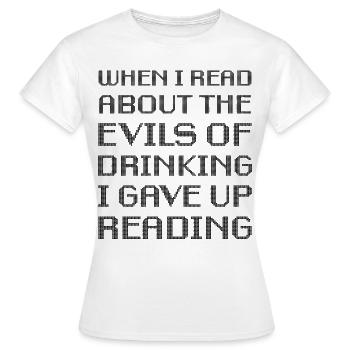 Quand j’ai lu sur les méfaits de l’alcool, j’ai abandonné - T-shirt Femme - blanc - Devant - AI Model Female 172 dark (172cm)
