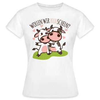 Les vaches adorent se faire des câlins - T-shirt Femme - blanc - Devant - AI Model Female 172 dark (172cm)