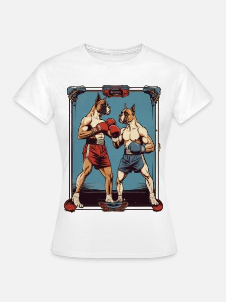 Hunde beim Boxen - Frauen T-Shirt - Weiß