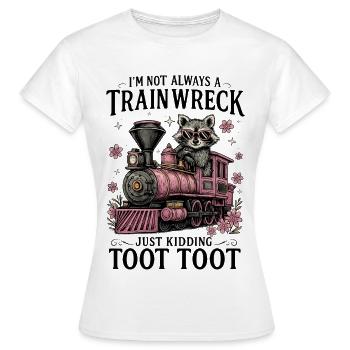 Je ne suis pas toujours un accident de train, je plaisante aussi - T-shirt Femme - blanc - Devant - AI Model Female 172 dark (172cm)