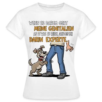 Reib-Experte Hund - Frauen T-Shirt - Weiß - Vorne - AI Model Female 172 dark (172cm)