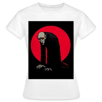 Vampire Nocturne Nosferatu devant la lune rouge - T-shirt Femme - blanc - Devant - AI Model Female 172 dark (172cm)