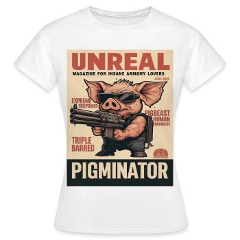 Pigminator : Couverture du magazine Unreal - T-shirt Femme - blanc - Devant - AI Model Female 172 dark (172cm)